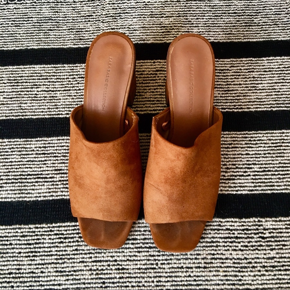 dark tan zara mules